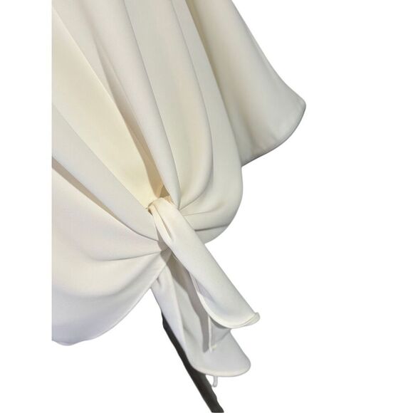 NWT Ann Taylor cream colored tie front blouse with black trim - XL - Picture 2 of 7